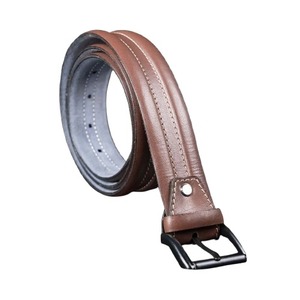 Cinturón de Cuero Vacuno Marrón con Hebilla Rectangular Negra, Estilo Casual, Duradero, Moldeado en una Sola Pieza, Color Sólido - Product Image 3