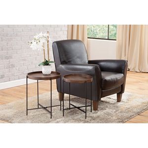 Set 2 eleganti legno moderno metallo accento tavoli marrone mobili laterali per soggiorno camera da letto ufficio funzionale decorazioni per la casa - Product Image 4