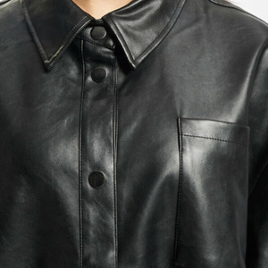 Wholesale Full Sleeves <b>Women's</b> Pu <b>Leather</b> Shirts Premium Real <b>Leather</b> Shirt Manufacturer Windproof Oem <b>Woman</b> Shirts - Product Image 4