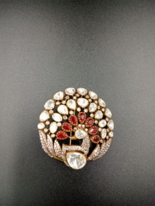 AMAIRA JEWELS <b>Gold</b> Plated Silver Flower Brooch Crystal Rhinestones Pear Cut Red Stones Unisex Party Jewelry Accessory <b>Clothes</b> - Product Image 6