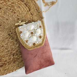 Sac à main décontracté pour femme avec perles et sequins, pochette de téléphone à fermeture ouverte, idéal pour l'exportation - Product Image 2