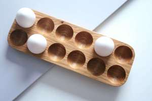 Handmade Acacia Wood <b>Egg</b> Holder Tray Dark Brown Oval Shape Kitchen Rack for Serving Trays for Refrigerator Wooden <b>Egg</b> Holder - Product Image 3