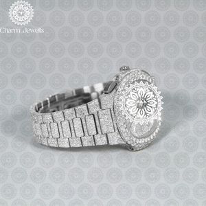 Montre de Luxe Charm Jewells en Acier Inoxydable, Boîtier 40mm, Verre Mécanique Lumineux, Style Hip Hop Élégant, Bracelet Unisexe 20mm, Étanchéité 10 Bar - Product Image 2