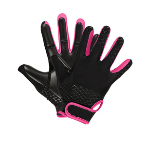 <b>Full</b> Finger Gym Gloves Black Pink PU Material Non <b>Slip</b> Hook And Loop Closure Unisex All Seasons - Product Image 1