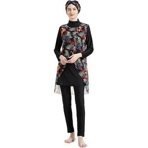 OEM Customize Long Sleeve <b>Islamic</b> Women's Burkini Set High Cut Print Front Logo Full Coverage <b>Swimwear</b> - Product Image 1