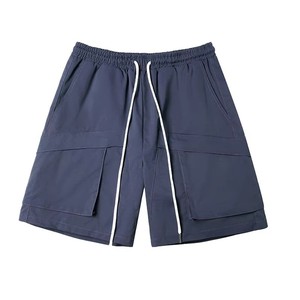 Pantalones Cortos Cargo para Hombre, Color Sólido, Secado Rápido, Cintura con Cordón, Estilo Casual, Tela Oxford, 100% Poliéster - Product Image 5