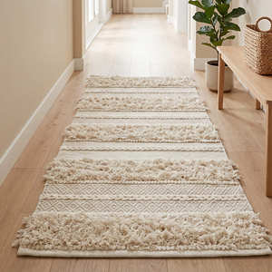 Alfombra Moderna de Diseño Geométrico, Estilo Boho, Rectangular, con Rayas Negras, de Algodón, Tejido Plano, de Pelo Corto, Antideslizante, para Sala de Estar - Product Image 2