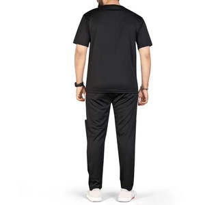 Ensemble de survêtement sportif pour homme, coupe slim, noir, respirant, écologique, 100% polyester, pour l'entraînement, le jogging, la course à pied, la salle de sport, vêtements de sport actifs - Product Image 2