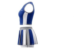 AMKOOR Top de animadora azul y blanco para mujer, falda plisada, sin mangas, poliéster, estampado digital, ropa deportiva - Product Image 6