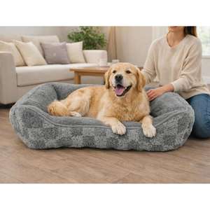 Cuccia Calda per Cani con Design a Quadri Grigio e Marrone Disponibile in 3 Misure per Animali Domestici - Product Image 3