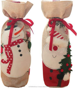 Sac cadeau pour bouteille de vin en jute 100% naturel, écologique, durable, 31 cm x 14 cm/12,2 pouces x 5,5 pouces, cordon de serrage, réutilisable, taille personnalisable pour - Product Image 1