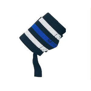 Attelles de soutien unisexes pour poignets, rayures noires, blanches et bleues, en polyester respirant, fermeture auto-agrippante, pour musculation, entraînement en salle de sport, antidérapantes - Product Image 3