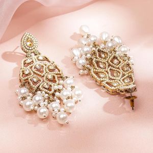 Pendientes de Araña Chapados en Oro Vintage con Perlas Colgantes para Mujer, Joyería de Boda, Compromiso, Festividades, Moda Femenina - Product Image 5