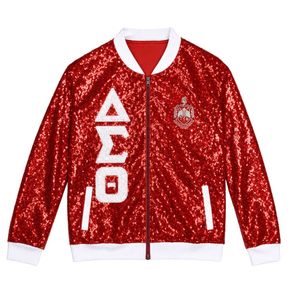 Delta Sigma Theta Red <b>Sequin</b> <b>Jacket</b> for Women Comfortable Fit Premium Fabric Greek Sorority Apparel Casual Wear - Product Image 4