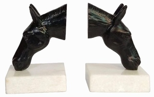 New design Horse Head Bookend Set with Marble Base Decorative Metal Animal Sculpture <b>Book</b> Holder Custom Size Finish New design - Product Image 2