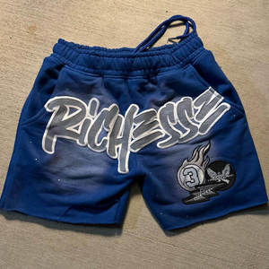 Shorts de Mezclilla Estampados Richessy, Cintura Media, Azules, Casuales, para Verano, Impermeables, Transpirables, Ecológicos, de Poliéster/Algodón - Product Image 1