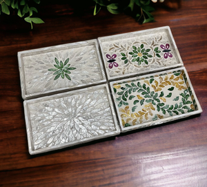 Luxury Handmade Breakfast <b>Bed</b> Tray <b>Rustic</b> Mother Pearl Serving Tray Design with Wood Handle for Food Serving - Product Image 6