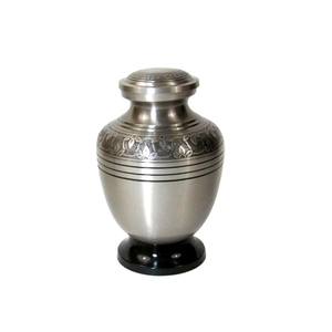 Urne funéraire de style européen pour cendres humaines, dernière collection 3 courbes, en étain antique, pour adultes, avec base, artisanat métallique - Product Image 1