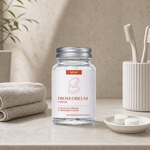 [FROM OREUM] Pasta de Dientes Sólida para Habitaciones de Huéspedes, Sabor Mandarina de Jeju, 60 Tabletas para Baños de Hotel - Product Image 1