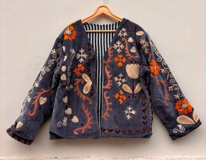 <b>Top</b> Trendy Women's Traditional Suzani Velvet Jacket Handmade Uzbek Textile Embroidered <b>Coat</b> Gift for Her - Product Image 1