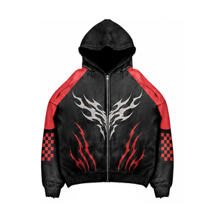 Survêtement personnalisé surdimensionné en coton épais imprimé avec motif graphique, tissu doux et respirant, sweat à capuche et pantalon évasé unisexe - Product Image 4