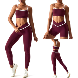 Conjuntos Deportivos de Verano para Mujer, Sexy y a la Moda, Bra Deportivo Suave con Diseño de Parches + Shorts Levanta Glúteos + Leggings de Fitness, Ropa de Yoga - Product Image 4
