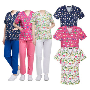 Custom Women's Medical Scrub Set V Neck Hospital <b>Nursing</b> Uniform Polyester Jersey Top and Pants OEM - Product Image 6