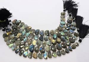 Perles fantaisie facettées en forme de D en labradorite bleue naturelle chatoyante, perles de pierres précieuses en labradorite, perle fantaisie en labradorite de forme rare - Product Image 5