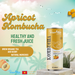 Kombucha Orgánica Seca de Albaricoque de 250 ml, Marca Interfresh, Vietnam, Fermentación Fusion, Agua con Sabor Saludable, Conservada, 24 Latas - Product Image 2