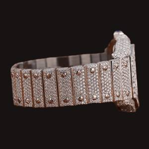 Reloj Personalizado de Primera Calidad con Esfera Blanca, Cristal, Diamantes Moissanite Redondos, Números Arábigos y Caja Cuadrada, Superventas - Product Image 5