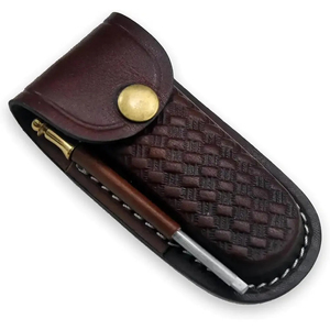 Cuchillo de bolsillo Burraq hecho a mano de acero de Damasco, opciones OEM DIY, mango elegante, funda de cuero, para regalos y uso en exteriores - Product Image 6