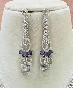 Adorable Juego de Collar y Aretes de Latón Plateado en Plata de Primera Calidad con Circonita Cúbica para Mujer, Moderno, para Fiesta de Compromiso, Regalo de Boda - Product Image 2