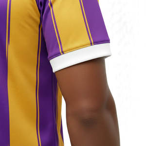 Ensemble short et maillot de football pour adulte, respirant, 100% polyester, rayé, uniforme de football, vêtements de club sportif - Product Image 4