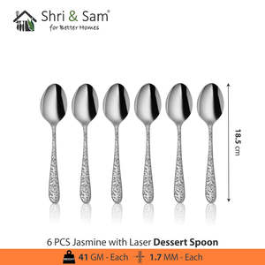 JAGDAMBA CUTLERY LIMITED Jasmine Laser Cutlery Cuillère à café en acier inoxydable 6 pièces - Product Image 6