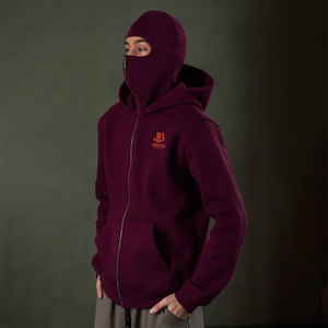 Cotton Balaclava Hoodie Men's Zip Regular Fit Type Full Mask Pullover 100% Cotton Fleece Men's Balaclava Hoodie For Online Sale - Product Image 4