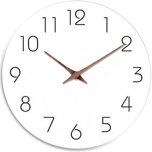 Orologio da Parete in Legno Bianco Minimalista da 8 Pollici, Silenzioso, a Batteria, Design Senza Ticchettio per Cucina, Decorativo - Product Image 1