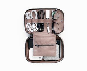 Genuine <b>Leather</b> Tech Organizer <b>Case</b> Zipper Closure 7 Inch Handmade Vintage Design 2-3 Compartments for <b>Documents</b> Electronics - Product Image 4