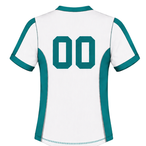 Maillot de rugby blanc et bleu sarcelle à manches courtes, col en V, uniforme d'équipe personnalisé, respirant, pour l'entraînement, vêtement de sport athlétique, chemise de performance - Product Image 2