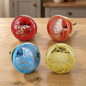 Poignées de meuble en céramique Ba, design traditionnel plat, rouge, bleu, jaune, durables, réglables, pour cuisine, maison, bureau - Product Image 3