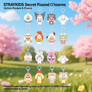 STRAYKIDS Secret Flocked Figure <b>Keyring</b> Cheer up Ver. SKZOO X SANRIO Characters Fashion Pendants & Charms - Product Image 3