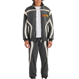 Conjunto cortavientos de secado rápido transpirable de alta calidad para hombre hecho a medida 100% algodón chándal chaqueta con cremallera pantalones Jogger sólido - Product Image 1