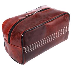 Bolsa de Aseo de Cuero Genuino Personalizada a Prueba de Derrames, Neceser de Viaje Vintage para Hombre, Bolsa de Cosméticos Impermeable para Afeitar LYG-0182 - Product Image 4