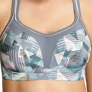 Hot Selling Plus Size Lightweight Print Women's High <b>Support</b> Breathable Ribbed Front <b>Back</b> Strap Sports Bra for Gym Yoga - Product Image 5
