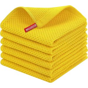 Asciugamani da Cucina Ultra Morbidi 100% Cotone a Nido d'Ape, Asciugatura Rapida, 30x30 cm, Confezione da 6, Gialli - Product Image 1