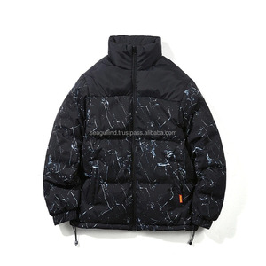 Veste d'hiver matelassée pour homme avec col montant, imperméable et respirante, en tissu toile motif cachemire, rembourrée de coton chaud pour l'hiver - Product Image 1