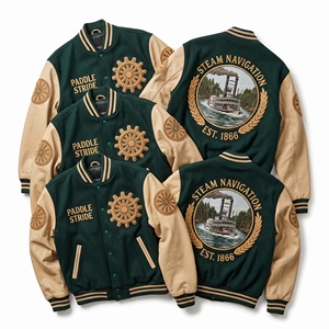 Veste universitaire personnalisée OEM en laine avec manches en cuir, broderie Millers Fellowship Watermill, patch Sack Hoist, marron - Product Image 3
