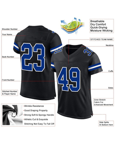 Maillots de football américain sur mesure pour hommes, haute qualité, grandes tailles, 100% polyester, impression numérique, col en V, manches courtes - Product Image 6