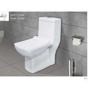 Inodoro de esquina circular moderno y duradero de una pieza, porcelana blanca, 675x360x760mm, inodoro de cerámica para uso comercial en baños de construcción. - Product Image 5