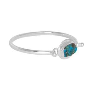 925 Sterling Silver High Finish Twister <b>Bracelet</b> Chrysocolla Gemstone Natural Rough Shape Bezel Setting-Luxury Trendy for Women - Product Image 1