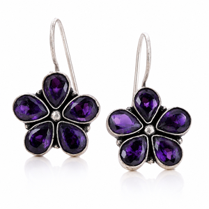 Wholesale Flower Dangle <b>Earrings</b> Red Green Gemstone Oxidized Silver <b>Hook</b> <b>Earrings</b> for Women - Product Image 1